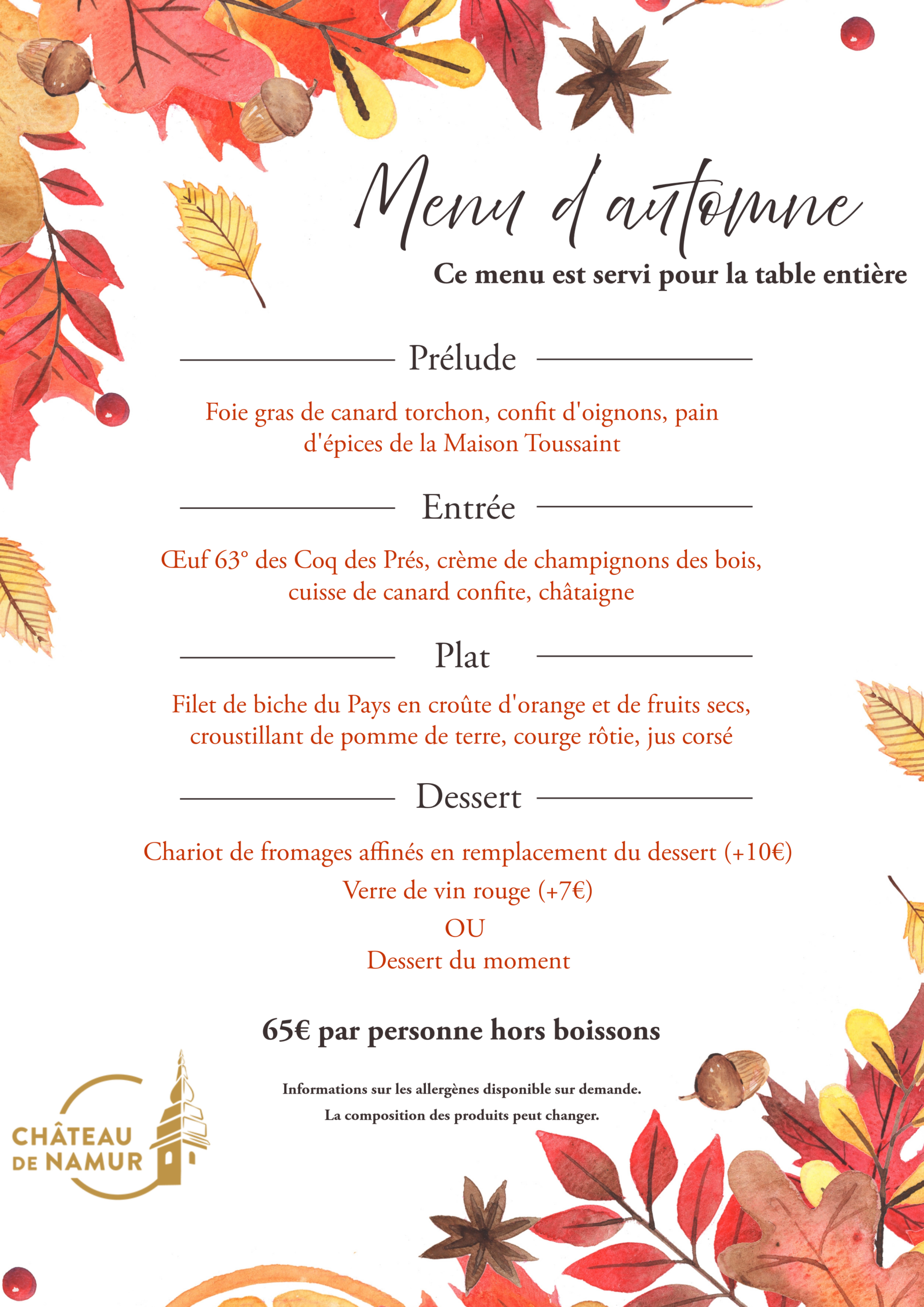Menu d&rsquo;automne